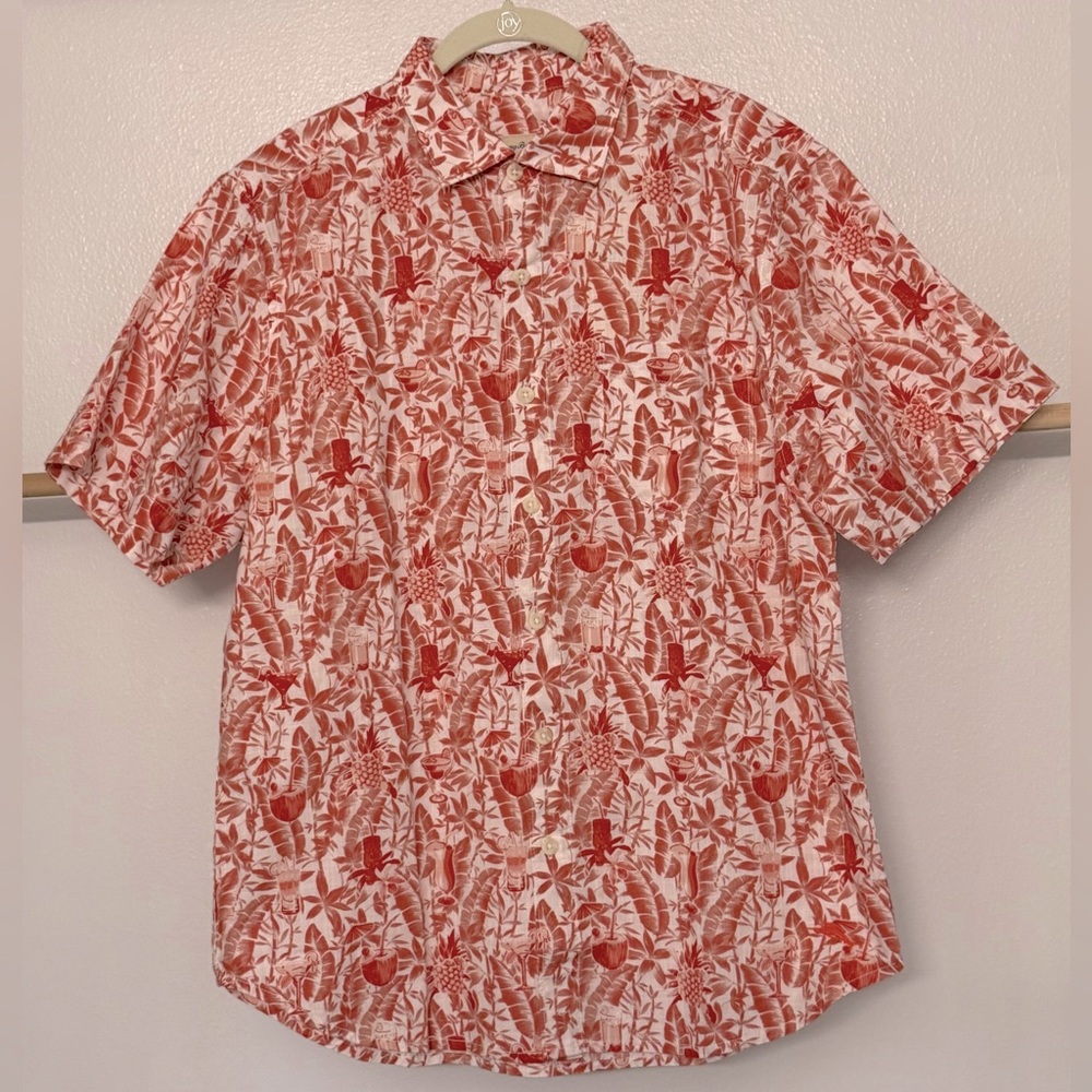 NWT Men’s Tommy‎ Bahama Short Sleeve Hawaiian Cotton Shirt Mango Tango - Picture 2 of 15